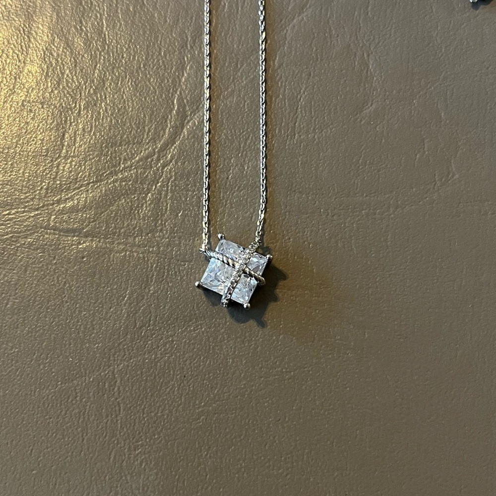 Charmed Aroma | Silver Square Pendant Necklace